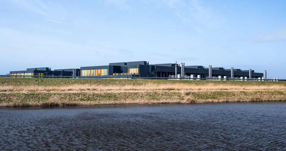 Middenmeer, the Netherlands, February 26 2026 Microsoft data center AMS13 and AMS14 located beside a highway in North Holland